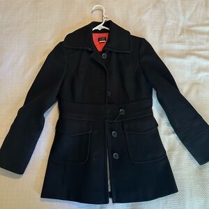 J. Crew Black Wool Peacoat Button Down, Size 2